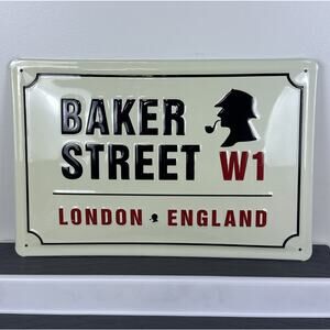 Baker Street W1 London England 3-D Relief Embossed Tin Sign Sherlock Holmes